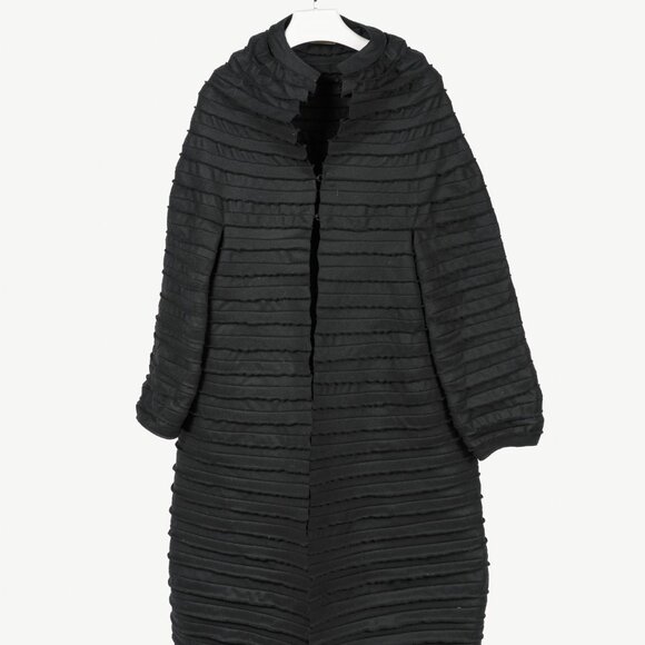 Sybilla Black Felt Pieced-Striped Coat - Picture 1 of 8